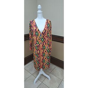 Jonathan Martin Geometric Print Dress – Size 3X- boho, geometric, bold, retro